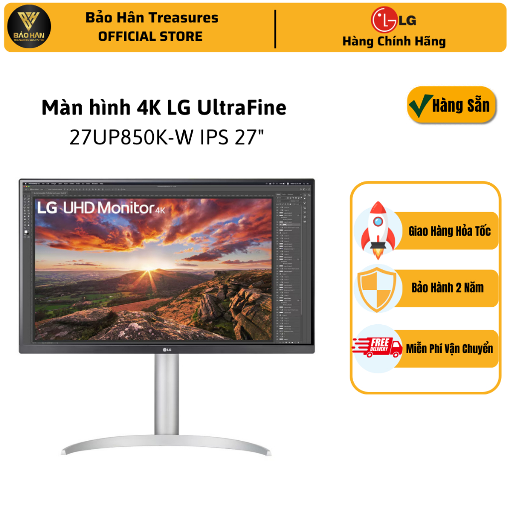 Màn hình máy tính LG 27UP850K-W.ATV (27 inch/ 3840 x 2160/ 400 cd/m2/ 5ms/ 60Hz) - Hàng Chính Hãng