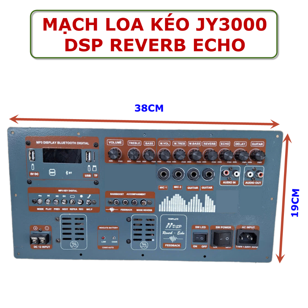 Mạch Loa Kéo DSP JY3000 200W-300W Reverb Echo Cực Hay Kéo 4 Tấc đôi, 4 Tấc Đơn Karaoke Cực Mạnh