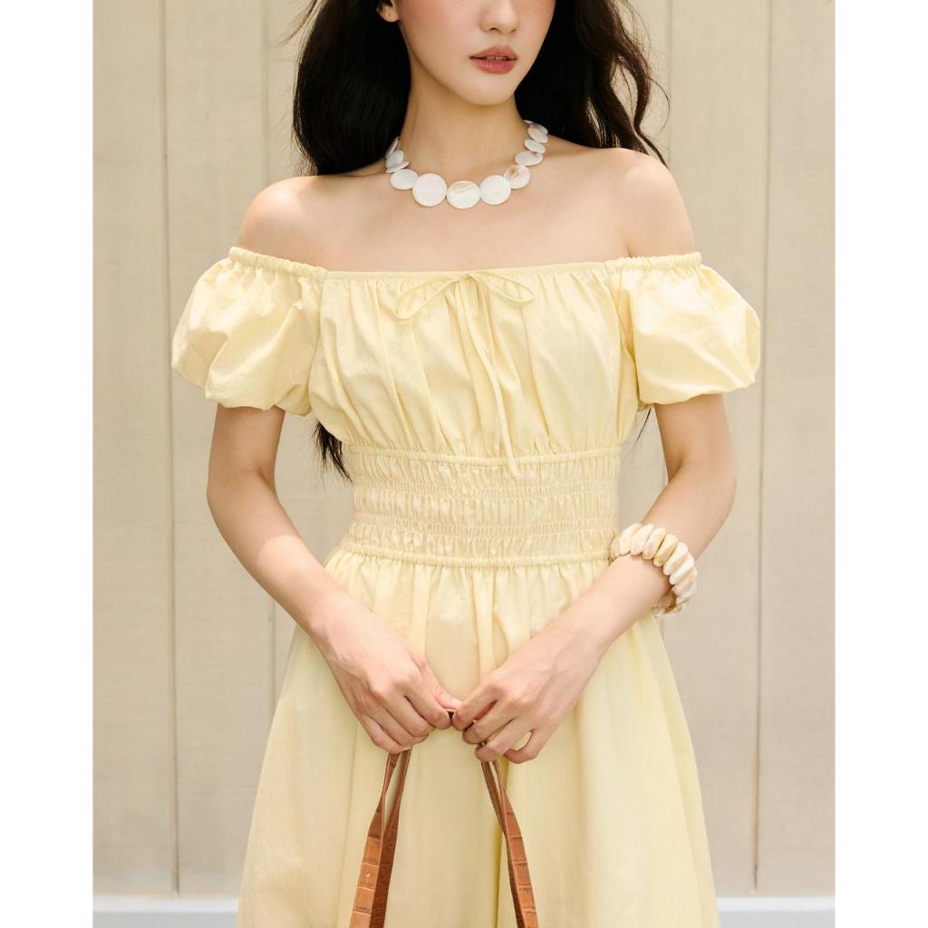Đầm maxi nữ tay ngắn THE C.I.U, váy chiết eo smock dáng xòe nữ tính dịu dàng – Mamie Dress - MN12 | BigBuy360 - bigbuy360.vn