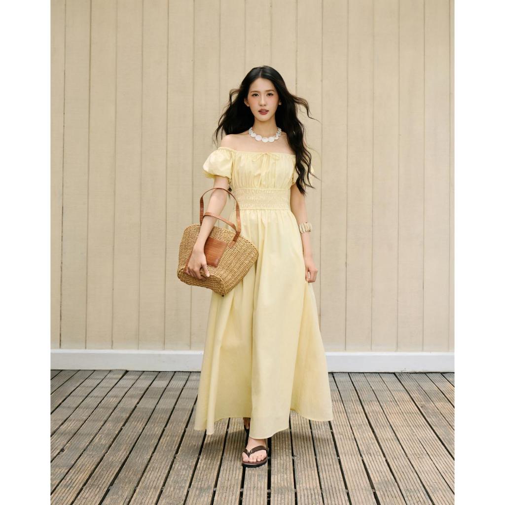 Đầm maxi nữ tay ngắn THE C.I.U, váy chiết eo smock dáng xòe nữ tính dịu dàng – Mamie Dress - MN12 | BigBuy360 - bigbuy360.vn