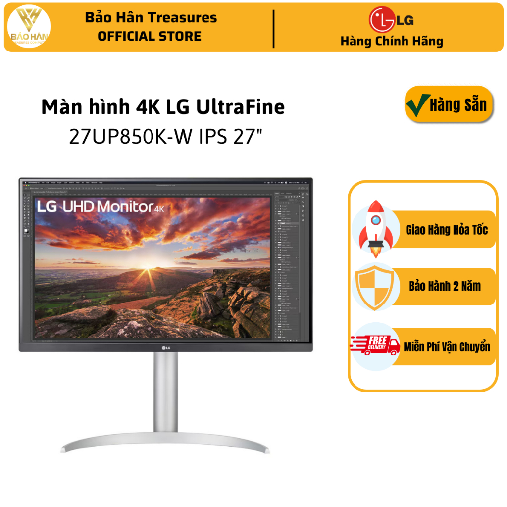 Màn hình máy tính LG 27UP850K-W.ATV (27 inch/ 3840 x 2160/ 400 cd/m2/ 5ms/ 60Hz) - Hàng Chính Hãng