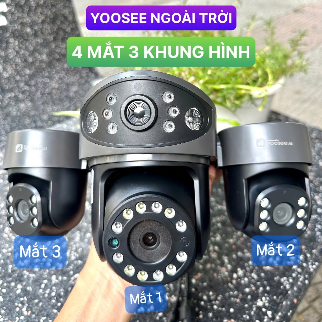 [Q920 New 2026] Camera Yoosee 4 Mắt Kép, Xem 3 Màn Hình, Độ Phân Giải 4K, Xoay 360 Độ