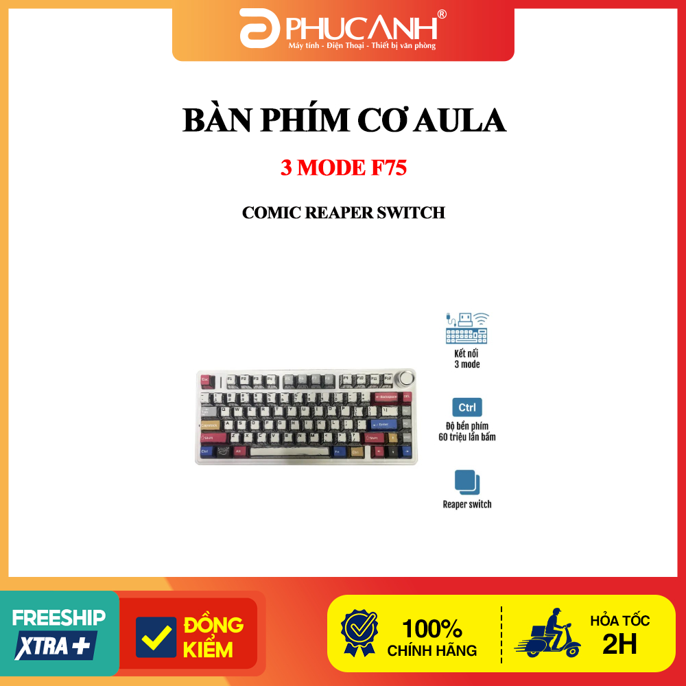 Bàn phím cơ Aula 3 MODE F75 Comic Reaper switch