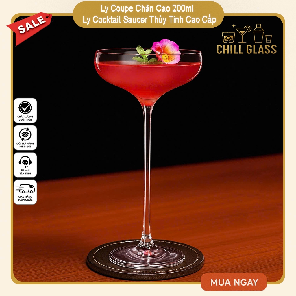 Ly Cocktail Coupe 200ml Dáng Bướm Sang Trọng - Bar Cocktail Coupe Glass
