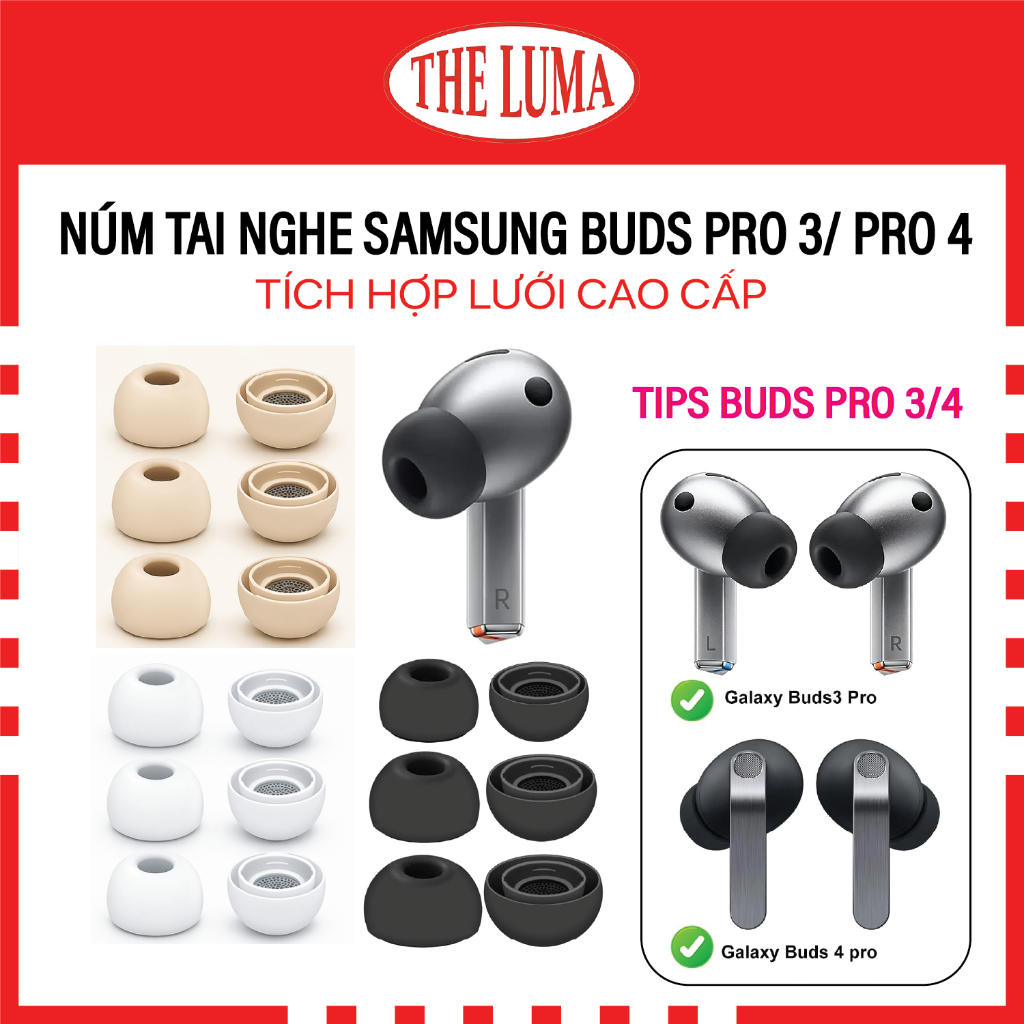 [BUDS PRO 3/4] BỘ 2 NÚM TAI NGHE SAMSUNGBUDS PRO 3/4 CHỐNG ỒN VÀ XUYÊN ÂM