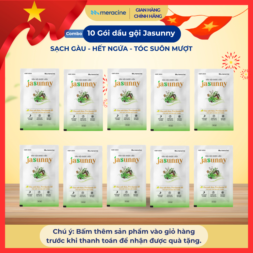 Combo 10 Gói Dầu Gội JASUNNY Chiết Xuất 13 Thảo Dược Thiên Nhiên Giúp Dưỡng Tóc Và Phục Hồi Hư Tổn -