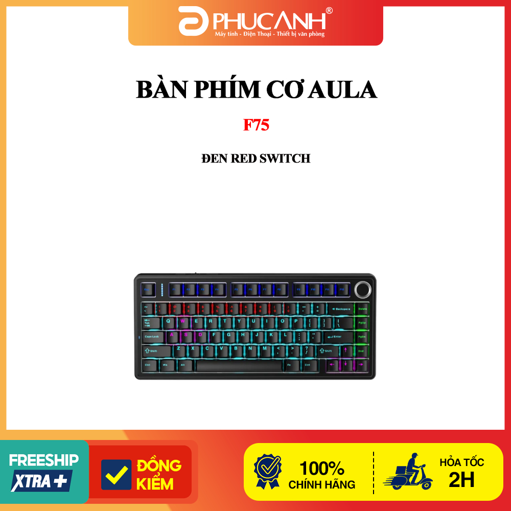 Bàn phím cơ Aula F75 Đen Red Switch | BigBuy360 - bigbuy360.vn