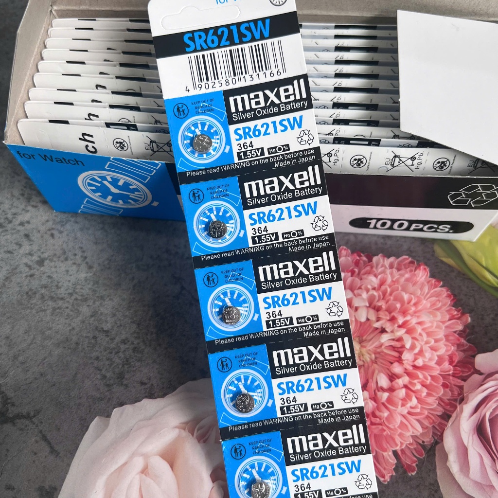 Vỉ 5 Pin SR621SW 364 SR621 Maxell - Pin 621 - 364 thay pin đồng hồ, điều khiển
