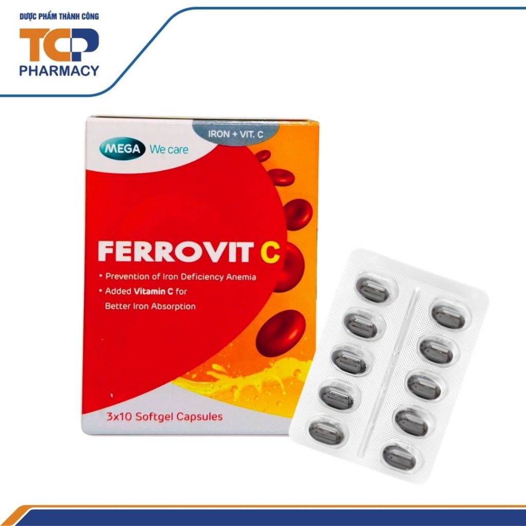 FERROVIT C - Giúp Hỗ Trợ Giảm Các Nguy Cơ & Các Triệu Chứng Thiếu Máu Do Thiếu Sắt (Hộp 30 Viên)