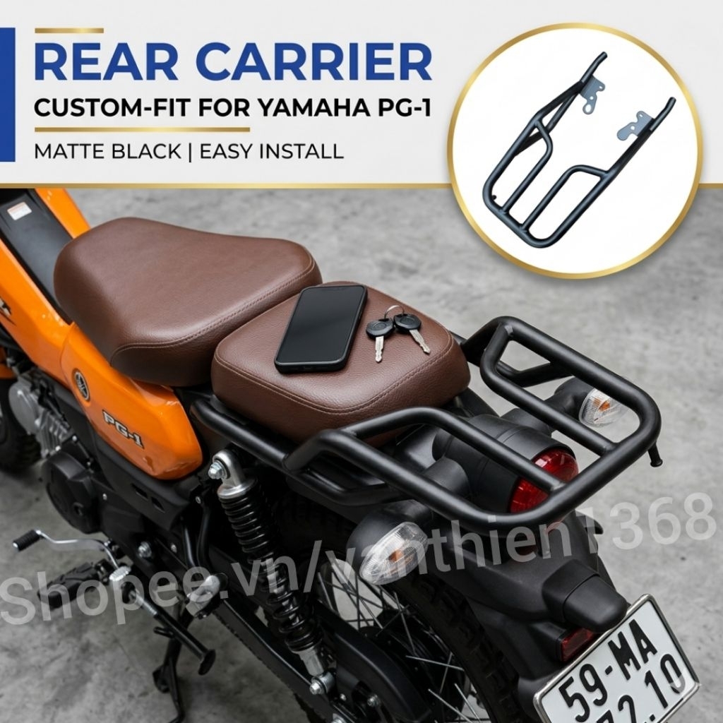 Baga Cảng Tay Dắt Sau Xe YAMAHA PG-1 PG1 Sơn Đen