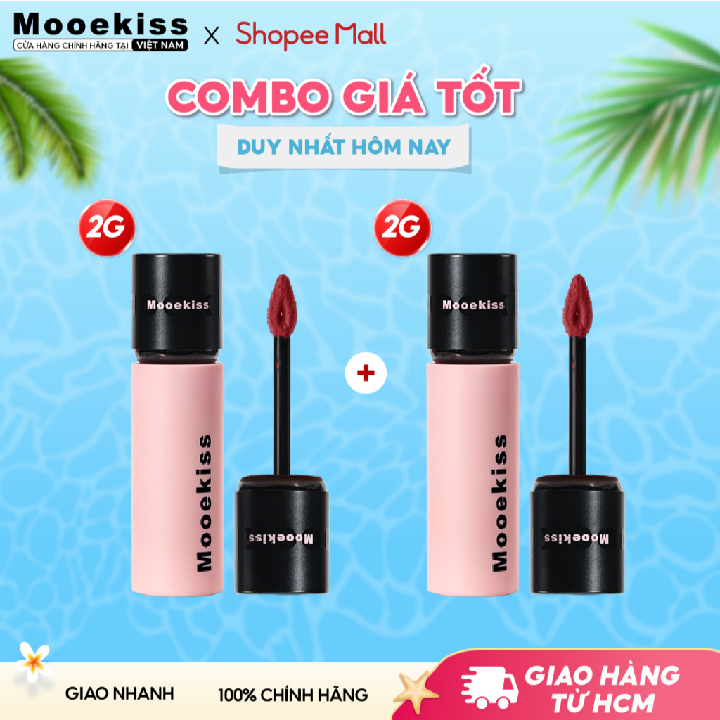 [KOL] Combo Son lì Mooekiss Lip Creamy Matte giúp tăng tone màu da, dịu nhẹ và dễ sử dụng V01 2gx2