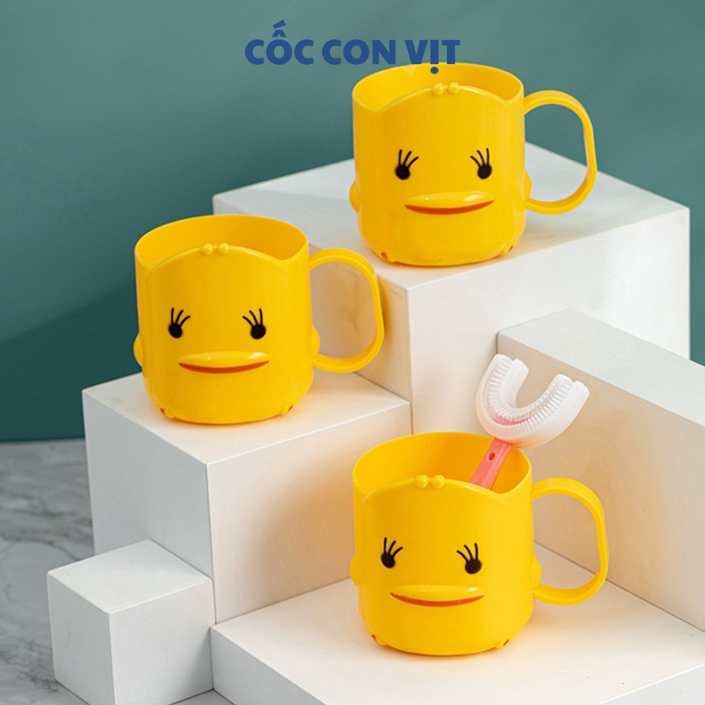 (Chuyên sỉ) Cốc đánh răng cho bé, cốc uống nước cute hình con vịt vàng cốc con heo xinh xắn Kho Sỉ 9