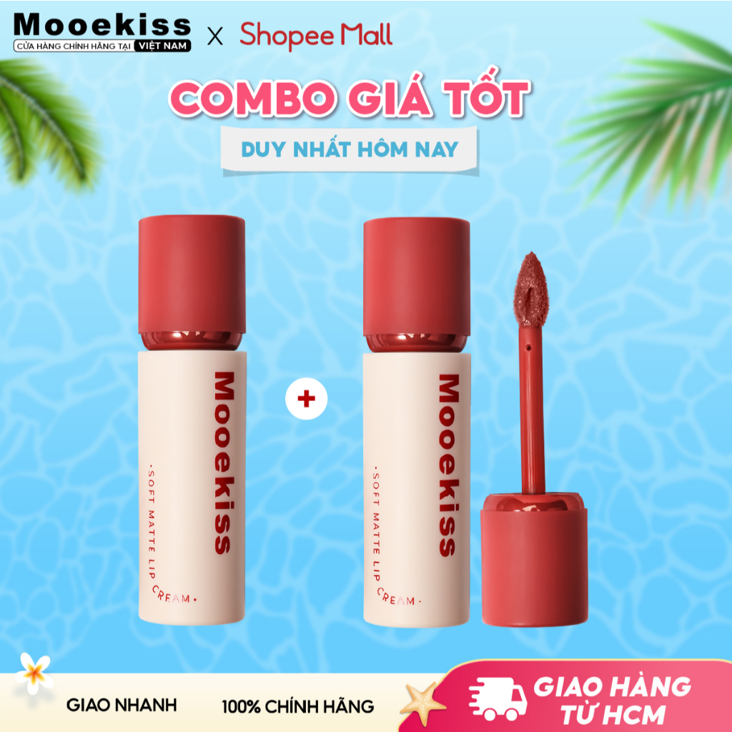 [KOC] Combo 2 Son lì môi Mooekiss màu lì không khô không dính bảng màu hợp nhiều phong cách Red 3gx2 | BigBuy360 - bigbuy360.vn