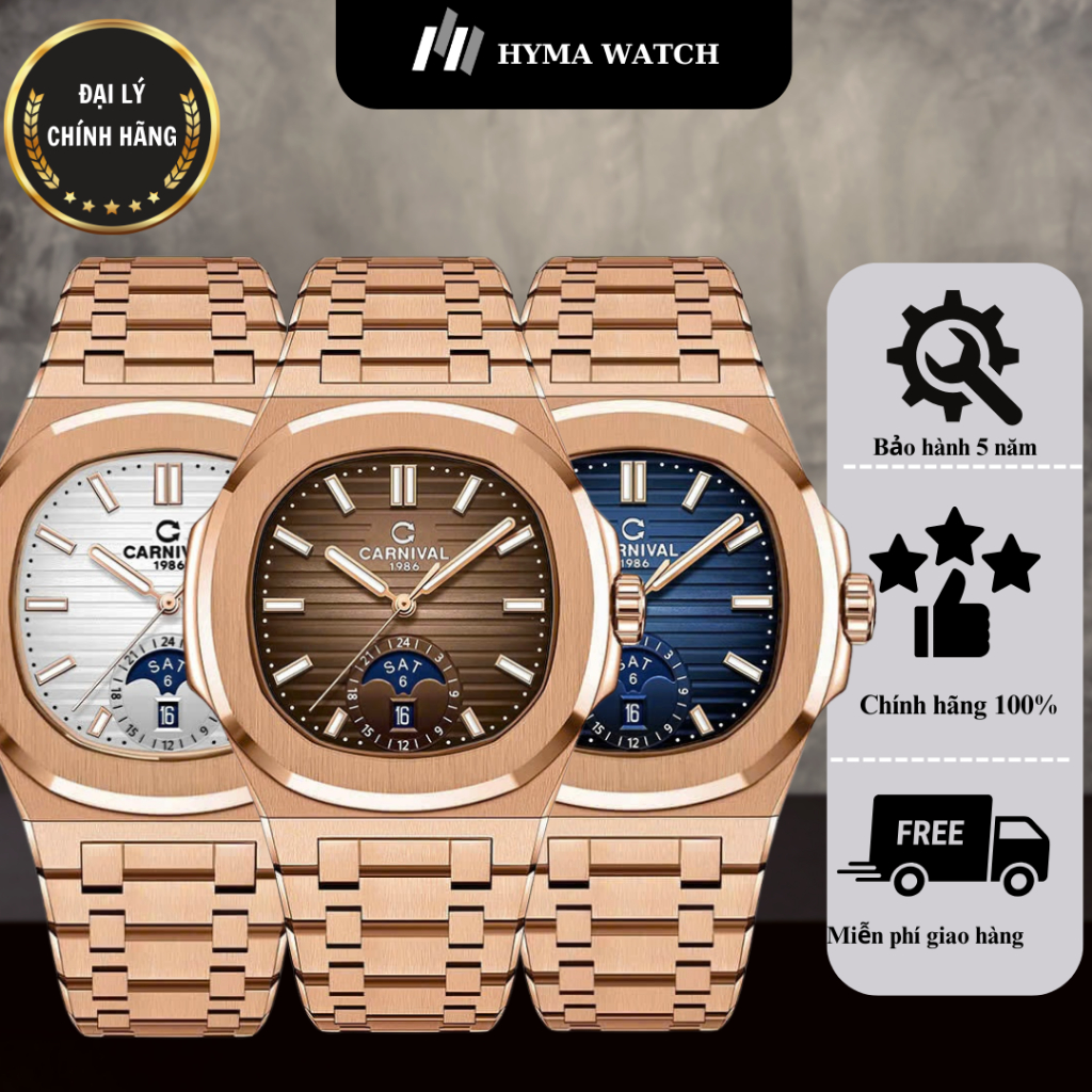 Đồng hồ Nam Carnival 8110G Máy cơ cao cấp Bảo hành 5 năm Hyma Watch