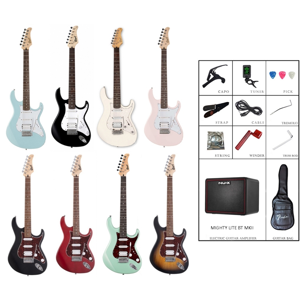 Combo Đàn Guitar Điện Cort G110 Stratocaster HSS Made In Indonesia Nux Mighty Lite BT MKII