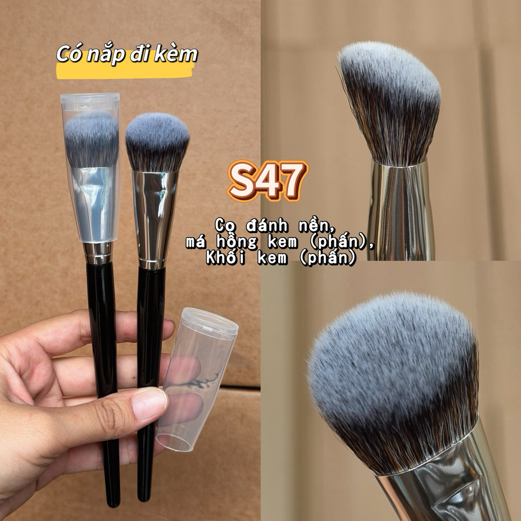 Cọ trang điểm đa năng đánh má hồng kem, khối kem, đánh nền, dài 19 cm, mã sản phẩm S47