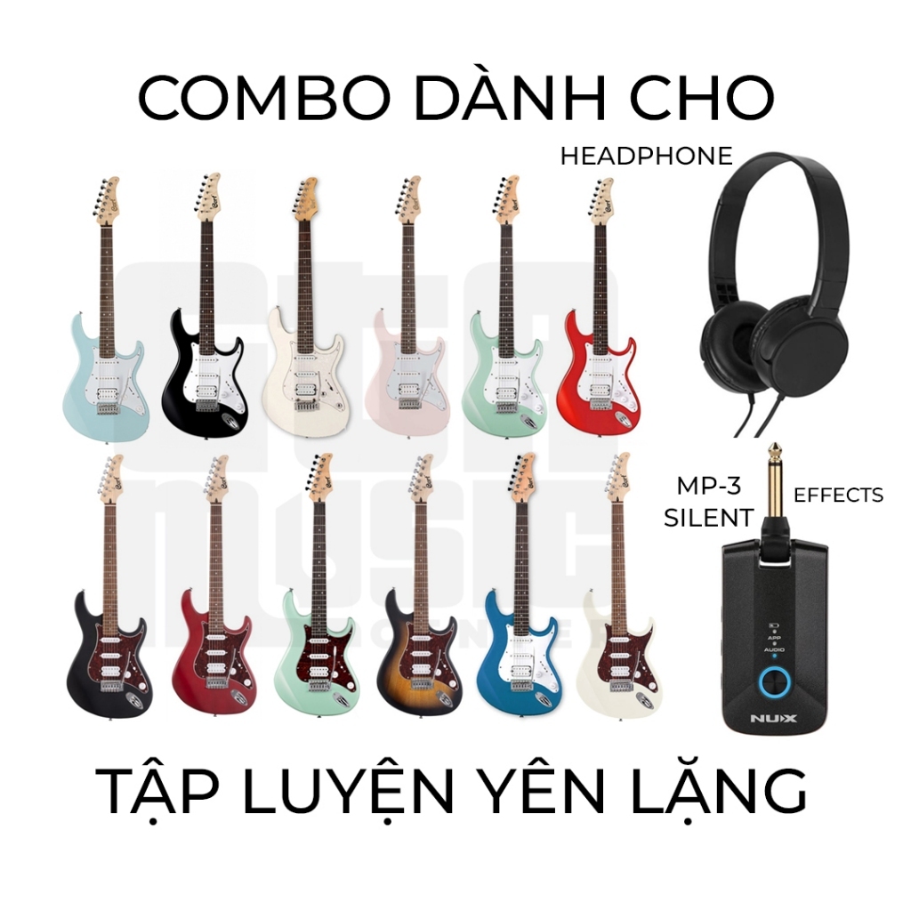 Combo Đàn Guitar Điện Cort G110 Stratocaster HSS Kèm Nux Mighty Plug Pro MP3 Tập Luyện Yên Lặng Tích