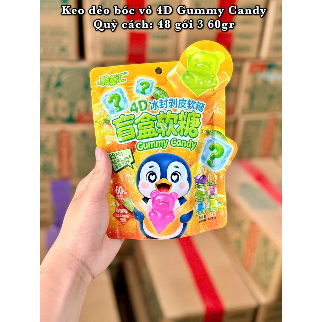 Kẹo Dẻo Bóc Vỏ 4D các vị– Gummy Candy Siêu Hot 60g