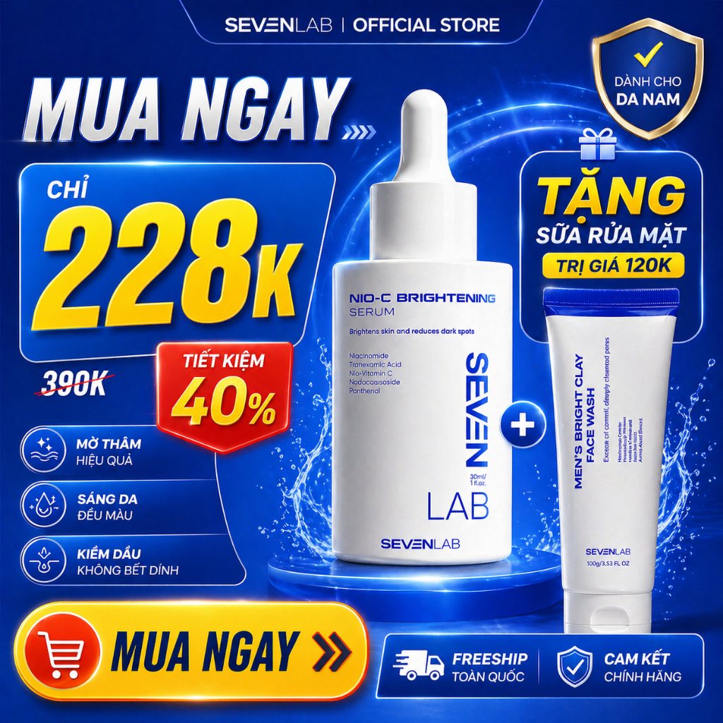 Tinh Chất Dưỡng Da Nam SevenLab NIO-C Serum Sáng Da Giảm Thâm Hỗ Trợ Ngừa Mụn 30ml