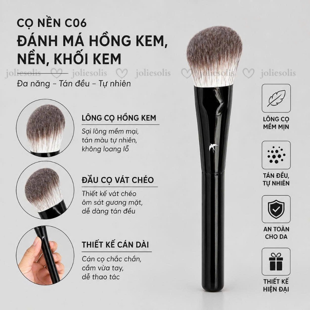 [NHIVI C06] Cọ đánh má hồng kem, đánh nền, đánh khối kem Nhi Vi mã C06