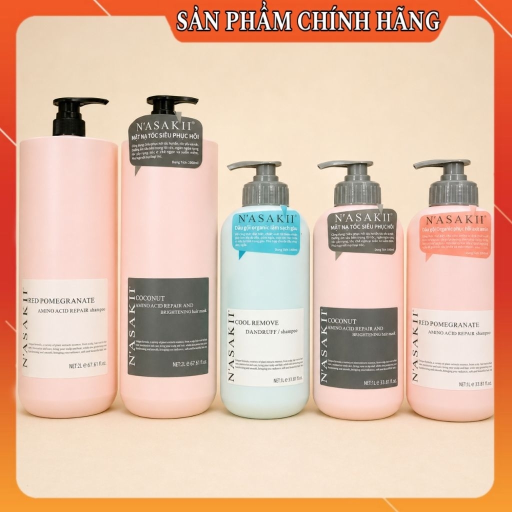 NASAKII (Chính Hãng) Cặp Dầu Gội Xả 1000ml và 2000ml Phục Hồi Hư Tổn Ngăn Tóc Gãy Rụng