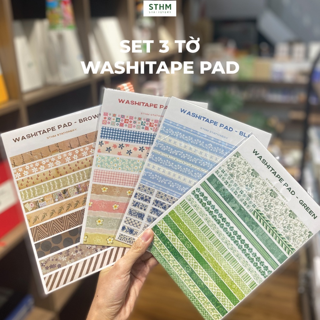 [STHM stationery] - Washitape Pad, Băng keo giấy dạng tệp trang trí sổ tay, Bullet Journal, Scrapboo