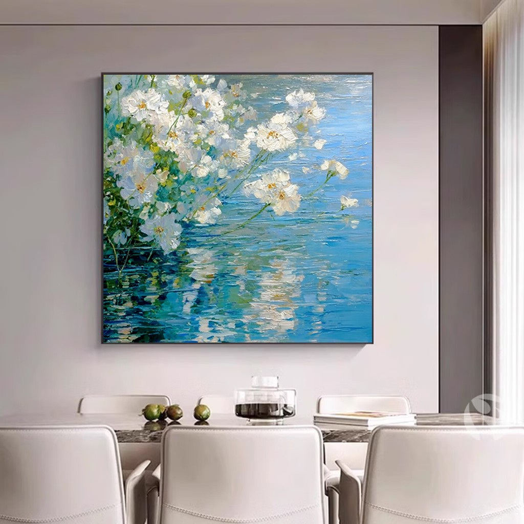 Tranh Canvas Hoa Phong Cách Oil Painting Trang Trí Nội Thất Phòng Khách Phòng Ăn, Tranh Sơn Dầu Hoa 