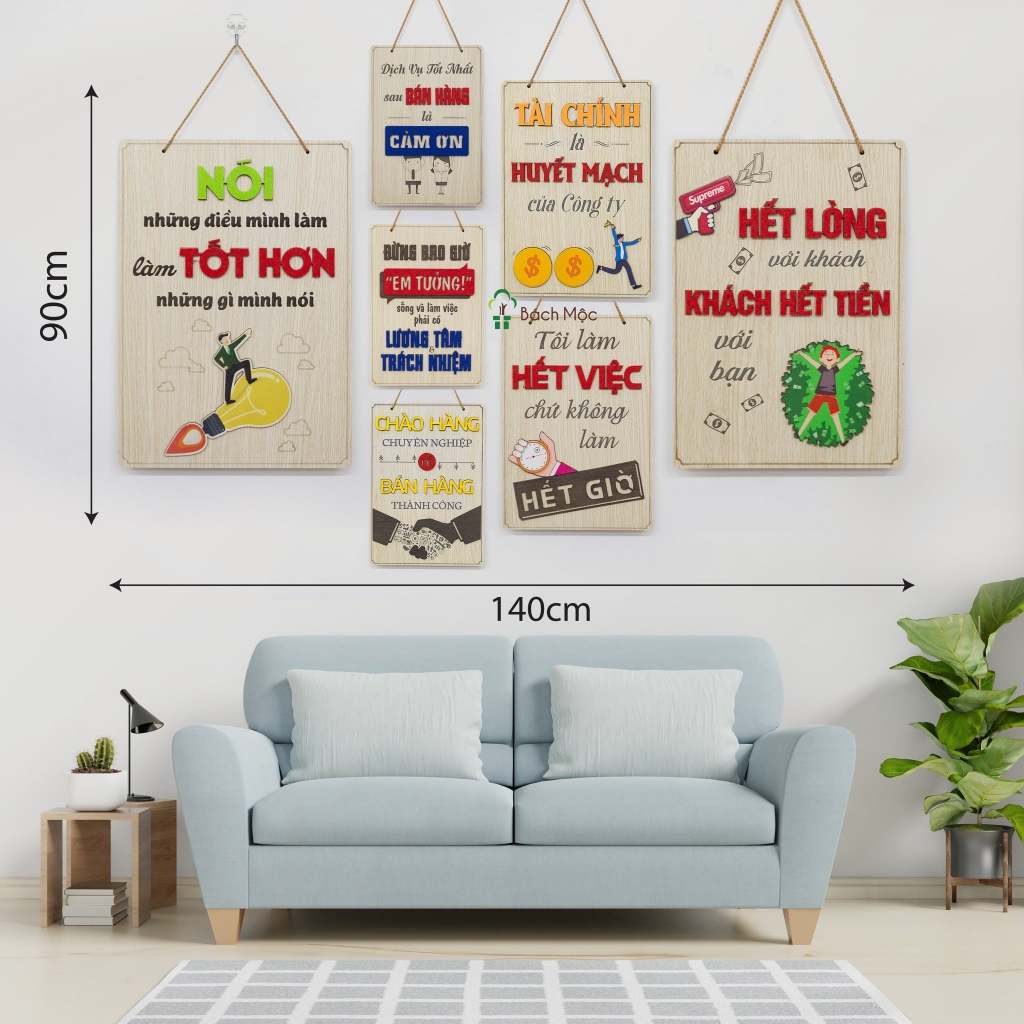 Bảng gỗ khẩu hiệu  decor văn phòng tạo động lực làm việc cho nhân viên , tranh treo decor slogan hay