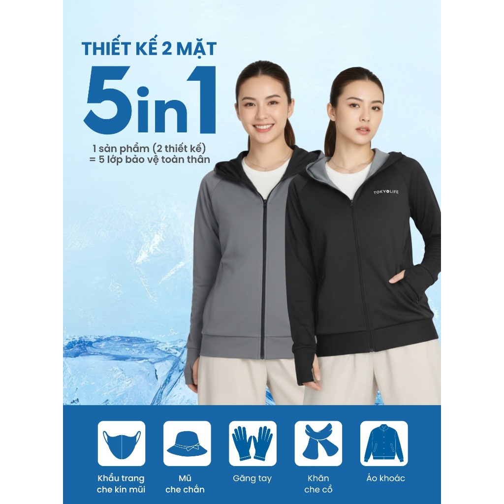 [FORM RỘNG - LÙI 1 SIZE] Áo khoác chống nắng Nữ 2 mặt ngăn chặn tia UV chống rát da TOKYOLIFE 40005564 | BigBuy360 - bigbuy360.vn