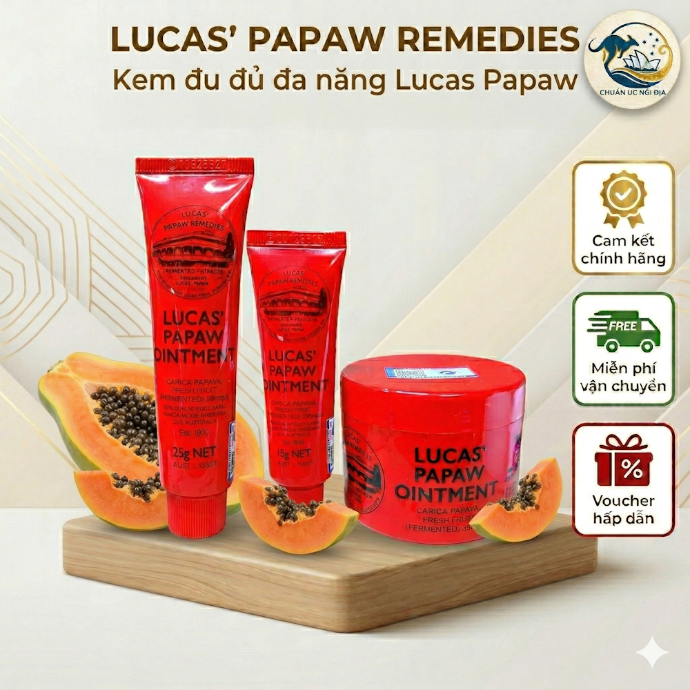 Nhập Khẩu GSX] Kem đu đủ đa năng Lucas Papaw Ointment 15g, 25g, 75g của Úc
