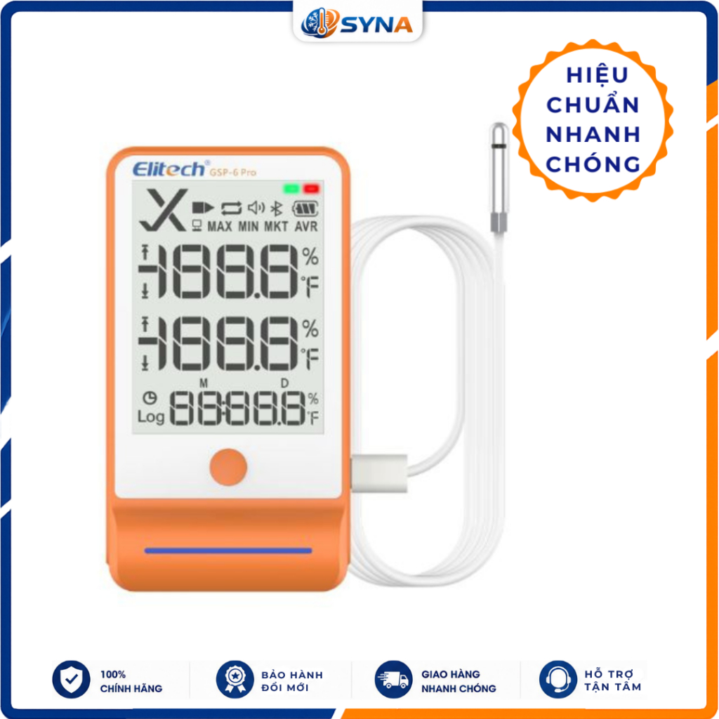 Nhiệt Ẩm Kế Tự Ghi Elitech GSP-6 Pro Chuẩn GSP - Hỗ Trợ Bluetooth Xem App, Màn Hình lớn 3.3 Inch