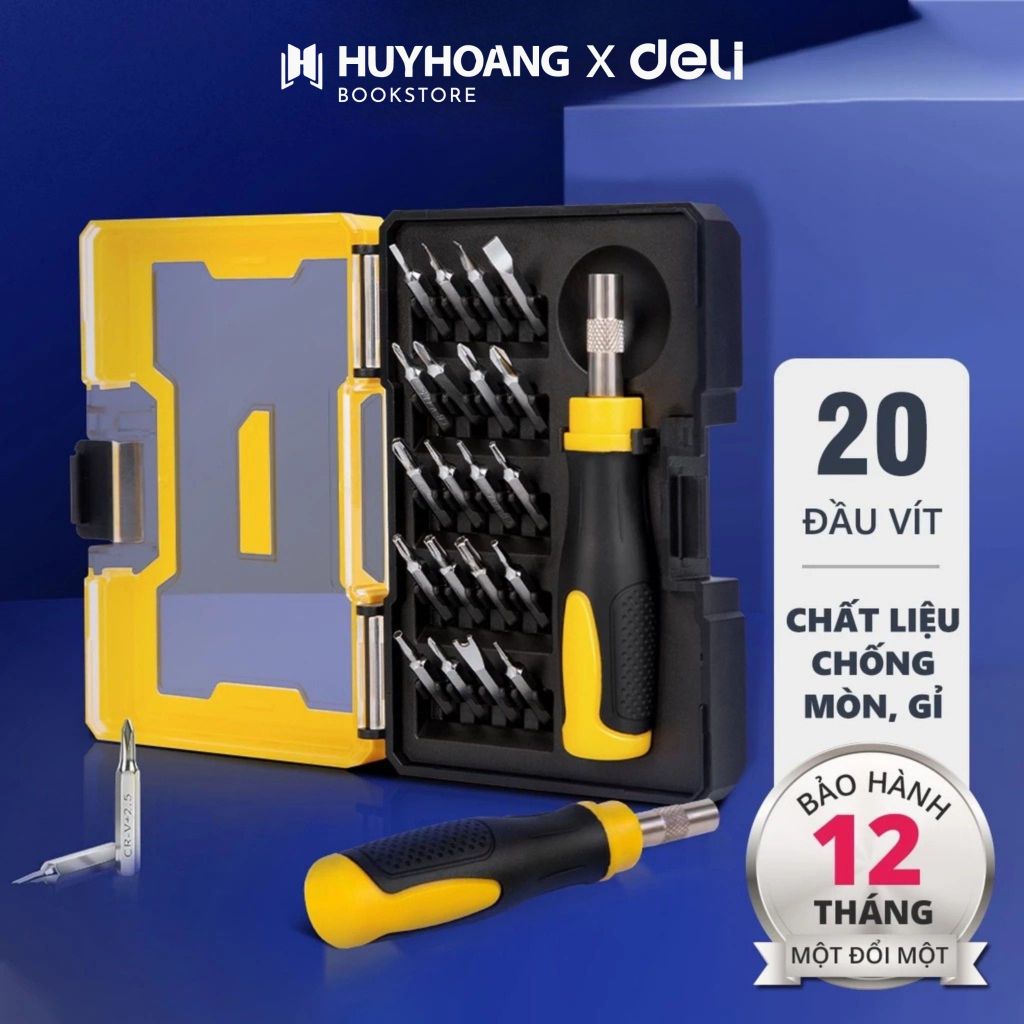 Bộ Tua Vít DELI Cao Cấp 20 Đầu - Đa Chức Năng, Chất Liệu Siêu Bền, Thiết Kế Gọn Nhẹ (DL1021D) Tools