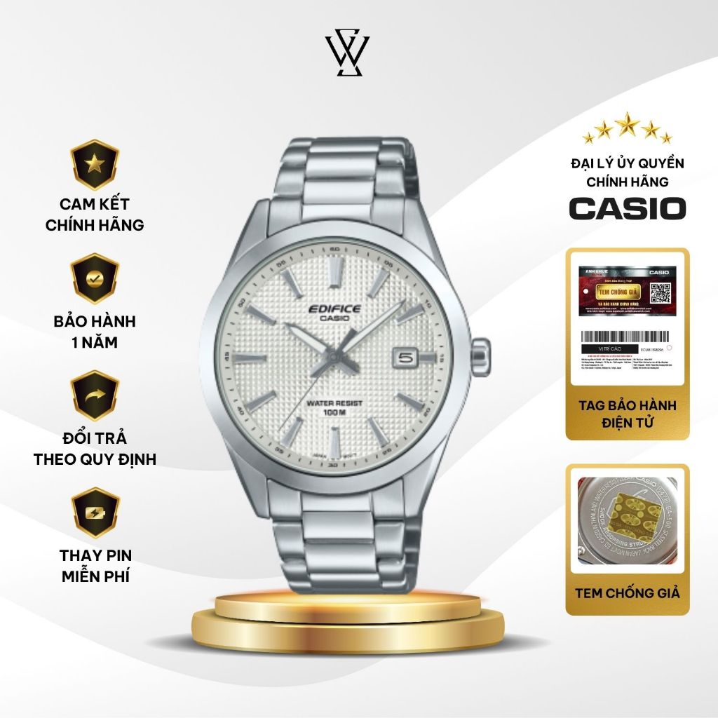 Đồng hồ Casio Edifice EFV-160D-7AVDF Máy Pin/Quartz 40mm Kính khoáng Dây Vỏ Thép Không Gỉ Chính hãng
