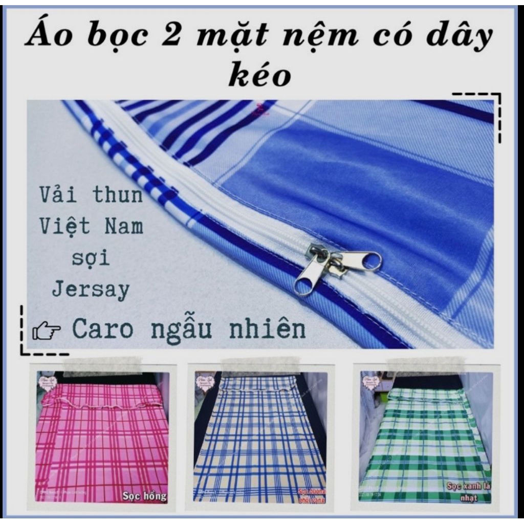áo bọc nệm (bọc topper) thun lạnh 2 mặt có dây kéo bọc toàn bộ nệm (nệm thẳng, nệm gấp 3)
