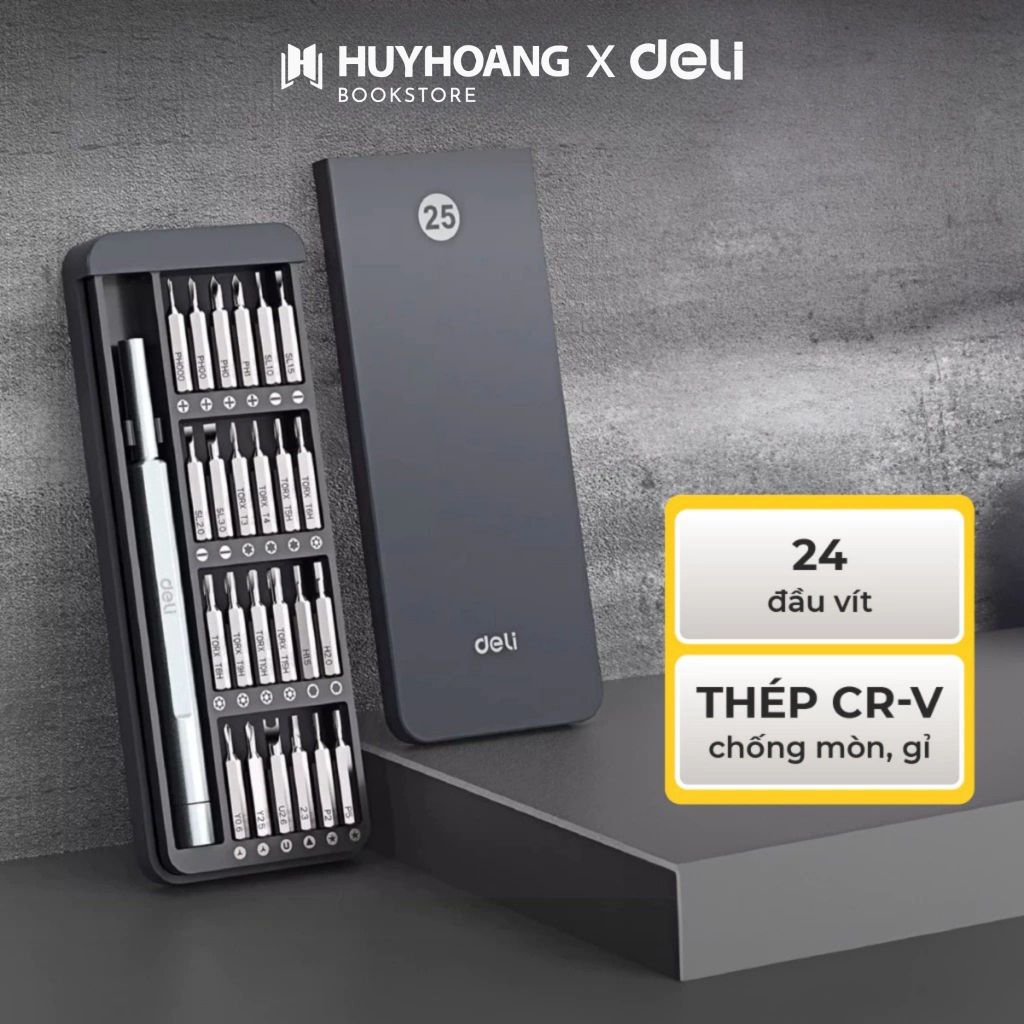 Bộ Tua Vít DELI 24 Đầu Vít Cao Cấp - Chất Liệu Thép CR-V, Chống Mòn, Đa Năng, (EDL241025) Tools