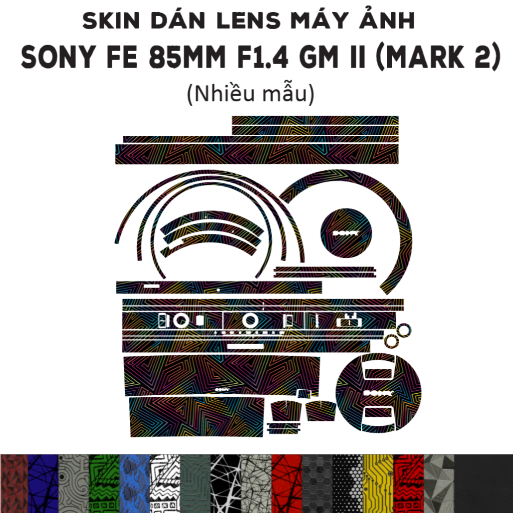 Skin dán Lens Sony FE 85mm F1.4 GM II (Mark 2) (Nhiều mẫu) | Decal Film 3M dán bảo vệ ống kính máy ả