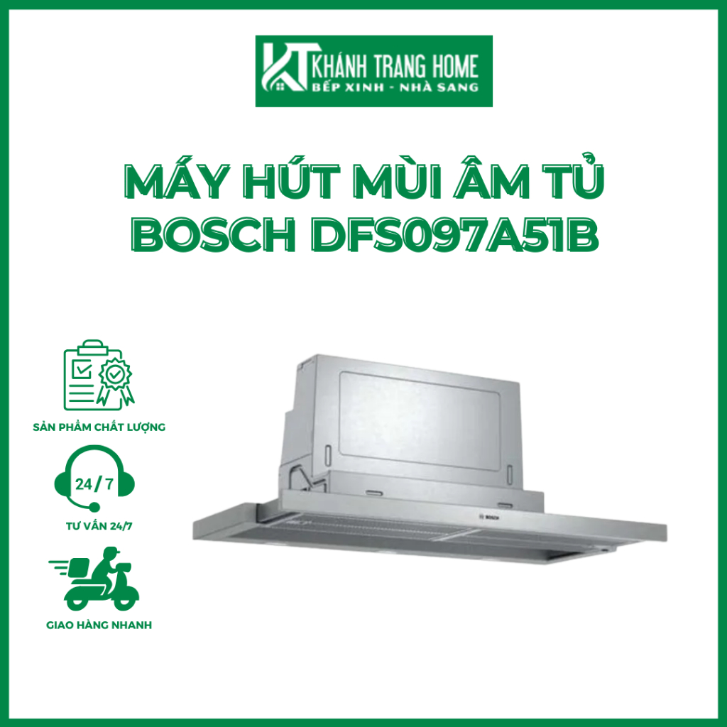 Máy hút mùi âm tủ Bosch DFS097A51B Seri 4 chính hãng, màu inox bạc xuất xứ Đức - Khánh Trang Home