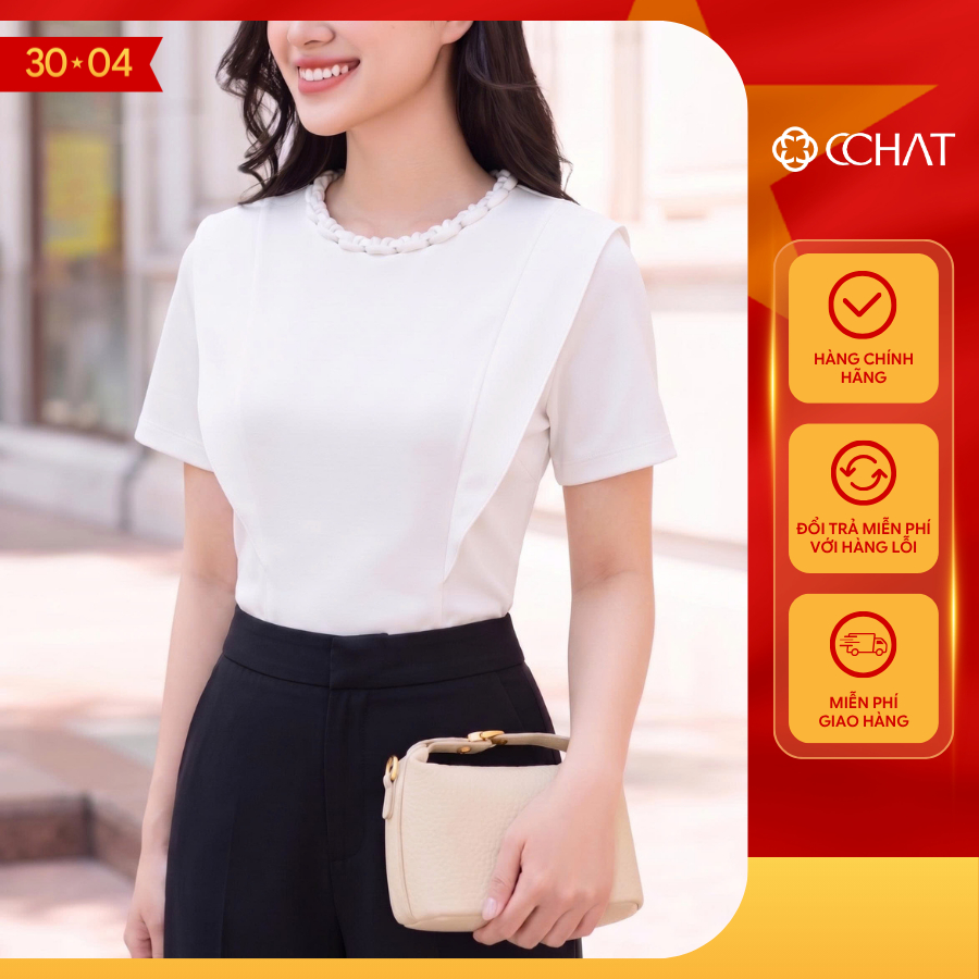 Áo Thun 𝐂𝐂𝐇𝐀𝐓 Dáng Ôm Kiểu Bona Cổ Trang Trí Chất Liệu Mềm Mát 16TNC8011OT | BigBuy360 - bigbuy360.vn