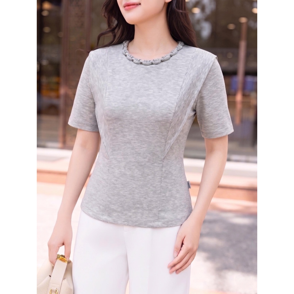 Áo Thun 𝐂𝐂𝐇𝐀𝐓 Dáng Ôm Kiểu Bona Cổ Trang Trí Chất Liệu Mềm Mát 16TNC8011OT | BigBuy360 - bigbuy360.vn