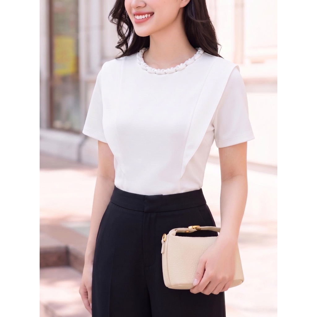 Áo Thun 𝐂𝐂𝐇𝐀𝐓 Dáng Ôm Kiểu Bona Cổ Trang Trí Chất Liệu Mềm Mát 16TNC8011OT | BigBuy360 - bigbuy360.vn