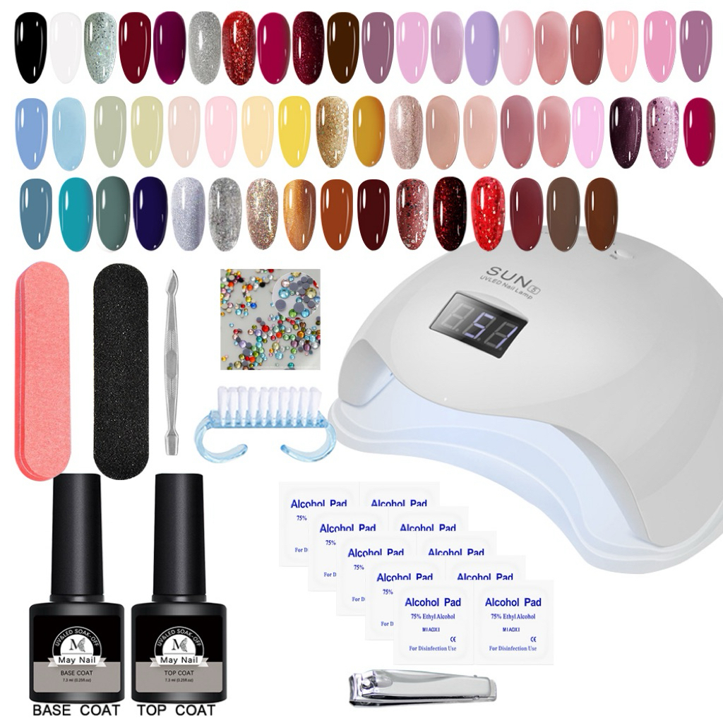 Combo máy hơ SUN 5+60 sơn gel thạch+ base top  làm nail tại nhà dụng cụ làm móng
