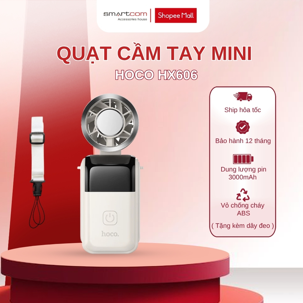 (Bảo Hành 12 Tháng) Quạt Cầm Tay Mini HX606 Gấp Gọn Dây Đeo,Quạt Tích Điện Pin 3000mAh Làm Mát 8 Giờ | BigBuy360 - bigbuy360.vn
