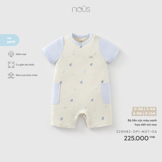 Bộ liền cộc Nous Baby, body cộc tay, bộ liền thân bé trai bé gái in họa tiết xinh xắn mềm mát cho bé dưới 10.5kg BST T5