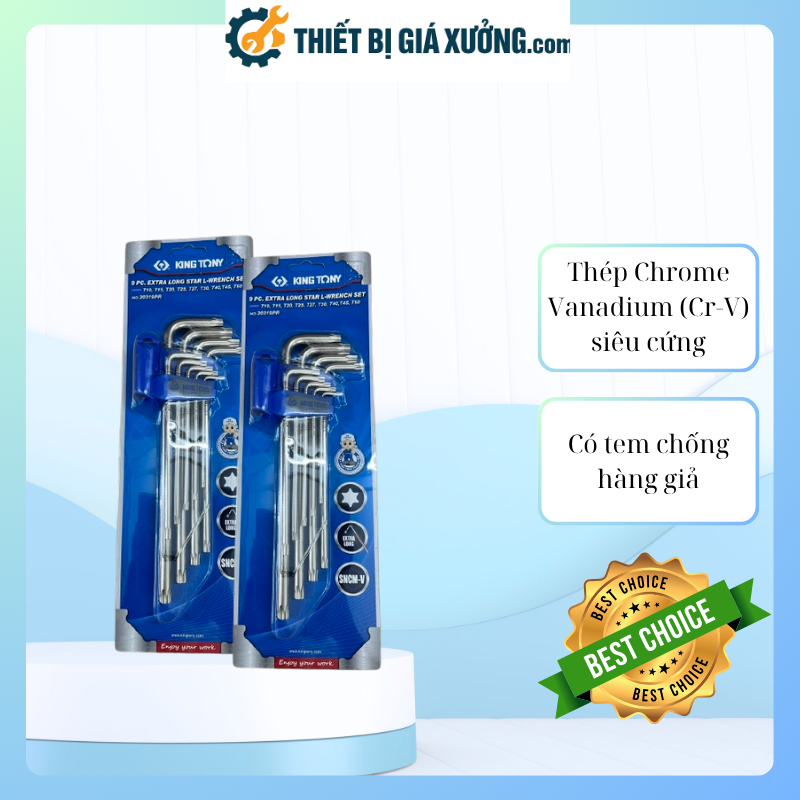 [CHÍNH HÃNG] Bộ Lục Giác Bông 9 Chi Tiết Kingtony 20319PR (T10-T50) Thép SNCM-V Siêu Cứng | Kim Bảo 
