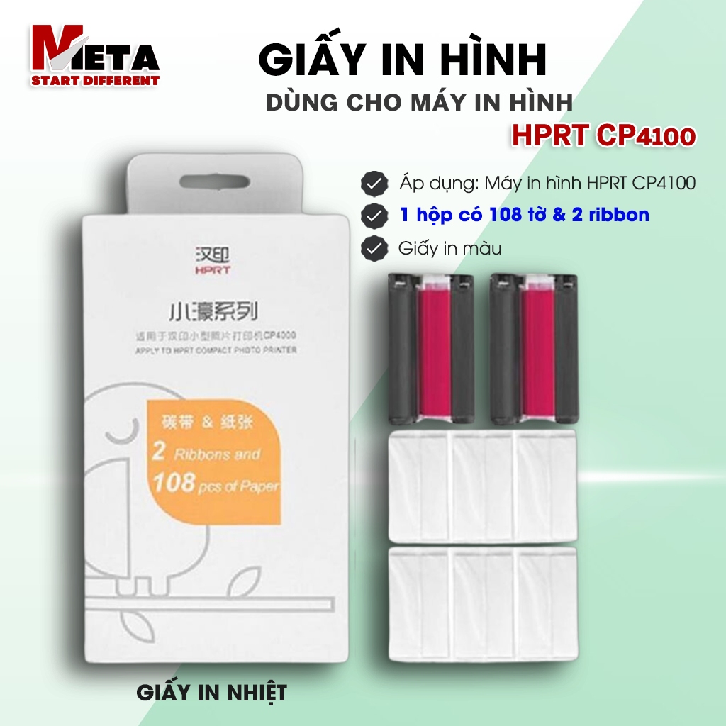 Giấy Ảnh + Ribbon Dùng Cho Máy In Ảnh HPRT CP4100 – In Ảnh Rõ Nét, Bền Màu