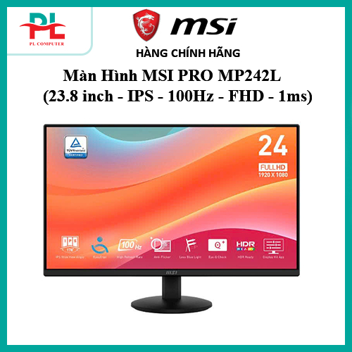 Màn Hình MSI PRO MP242L (23.8 inch - IPS - 100Hz - FHD - 1ms) - Chính Hãng - BH 2 Năm