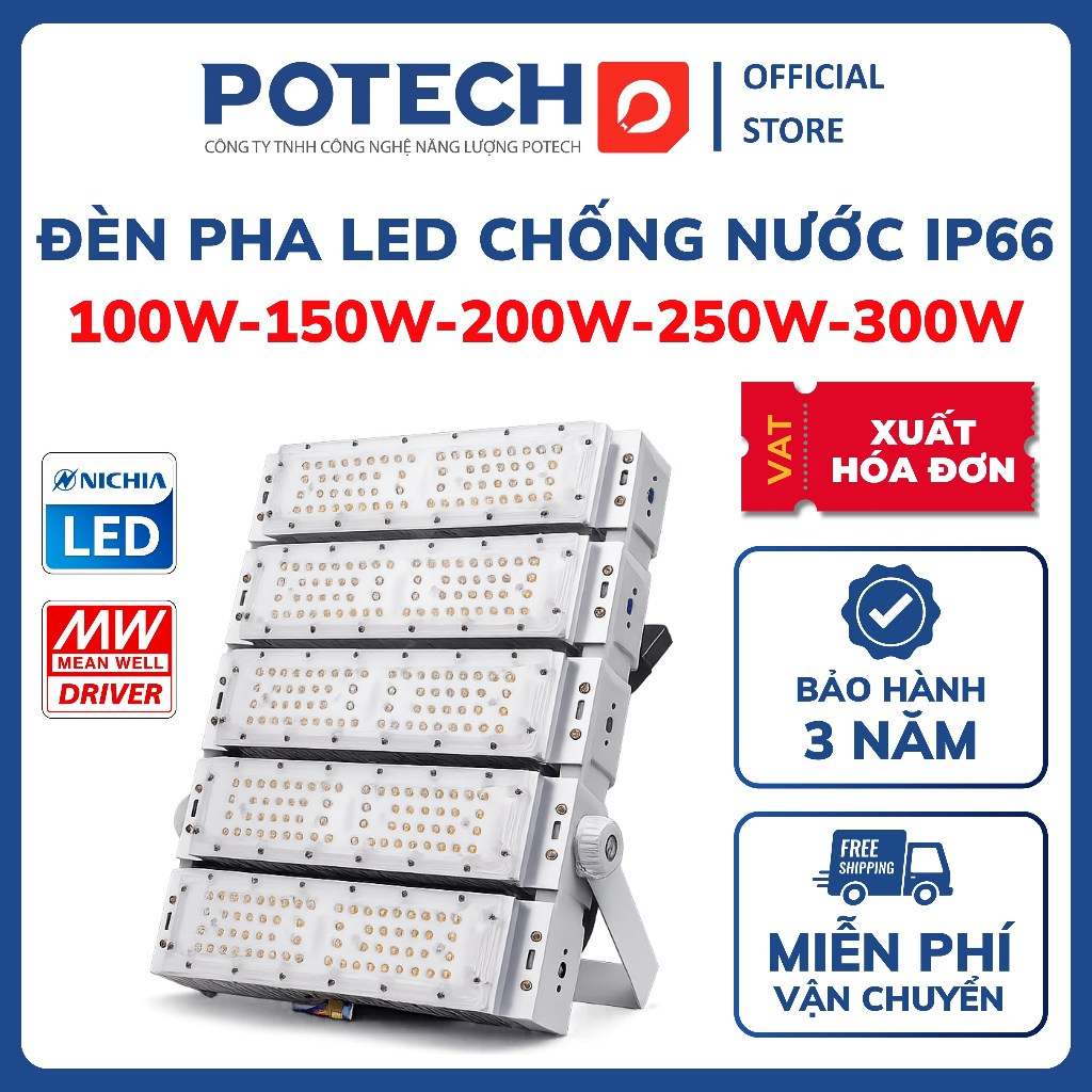 Đèn pha LED ngoài trời chống nước IP66, đèn LED pha Nichia-Japan cao cấp siêu sáng, chiếu xa mạnh