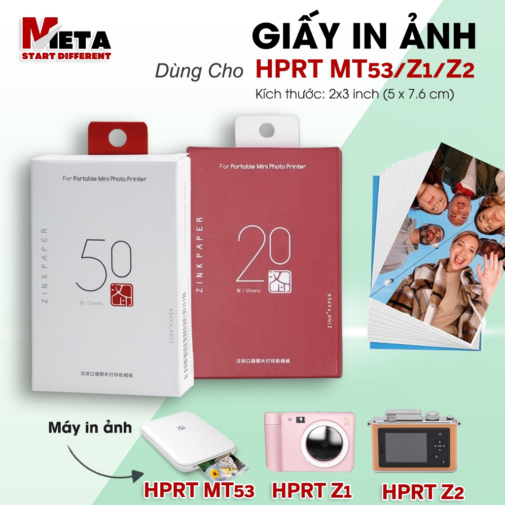 Giấy In Ảnh Nhiệt HPRT 2x3 inch Tương Thích Máy Ảnh MT53/Z1/Z2 - Hỏa tốc HCM