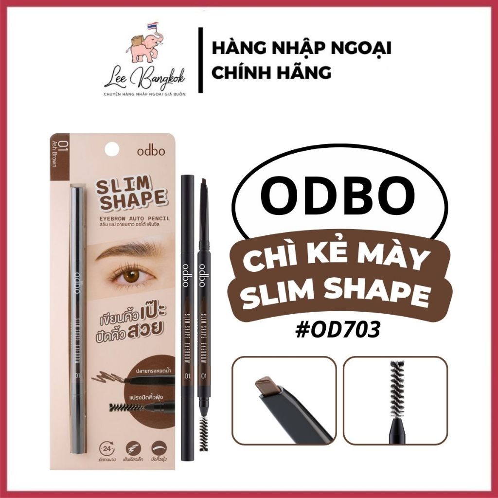 Bút Chì Kẻ Mày Tự Động ODOB Slim Shade Eyebrow Auto Pencil OD703 Tone Nâu Lên Màu Đẹp Tự Nhiên Lâu T
