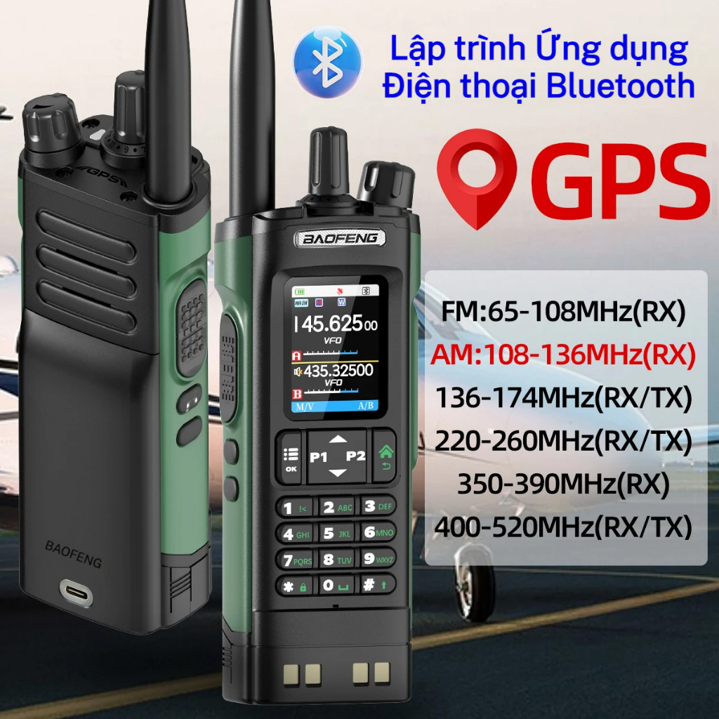 Bộ Đàm BAOFENG UV32 10W GPS, Đa Băng Tần, Sao Chép Tần Số Không Dây, NOAA, Phạm Vi Xa, Bộ Đàm Hai Ch